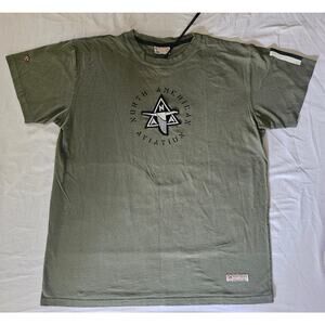 RED CANOE T-Shirt Made in USA Olive Green Short Sleeve Aviation Men's XXL 2XL